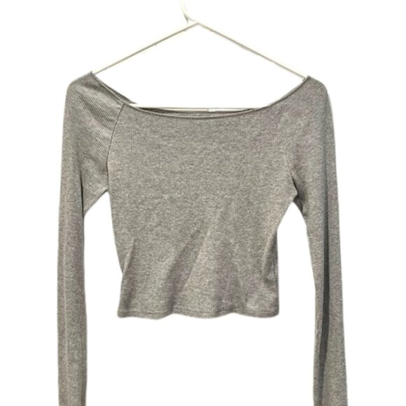 Brandy Melville Tops - brandy melville gray off the shoulder long sleeve top